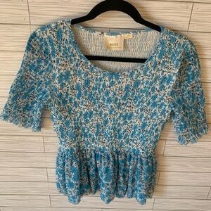 Maeve by anthropology Blue and White Women's floral too seersucker